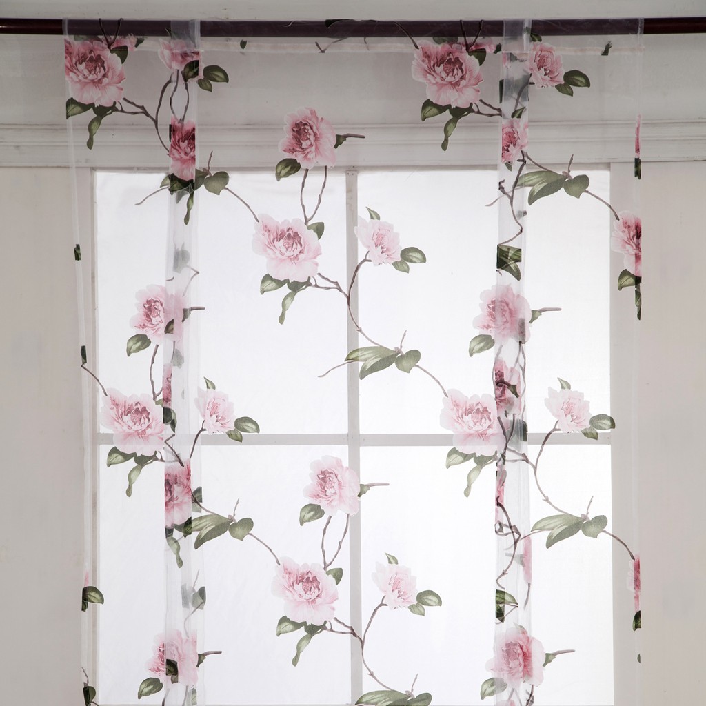 Elegant Flower Short Roman Curtain Tie Up Shade Sheer Voile For Small Window Shopee Indonesia