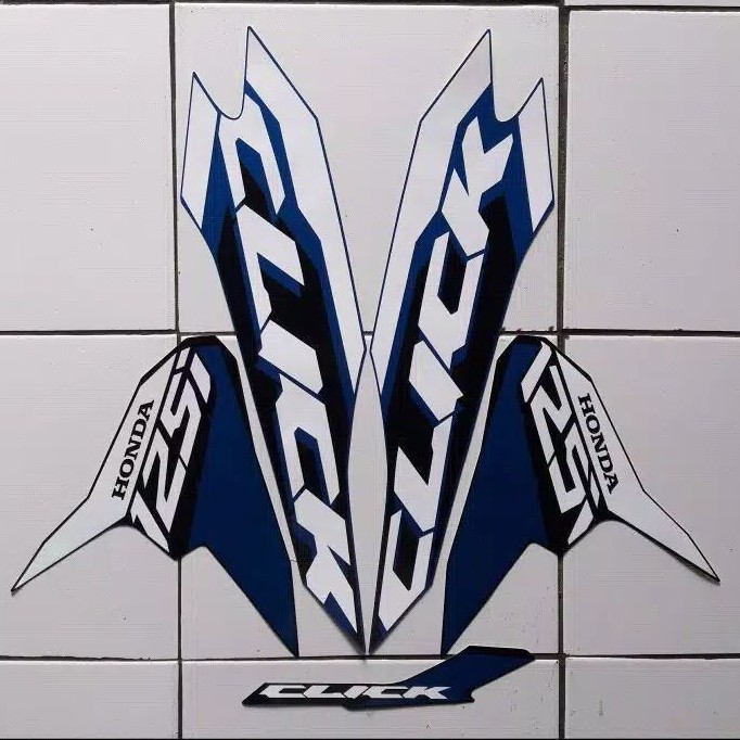stripping sticker lis motor standar Honda Vario click 125 tahun 2018 warna biru_hitam ready stock