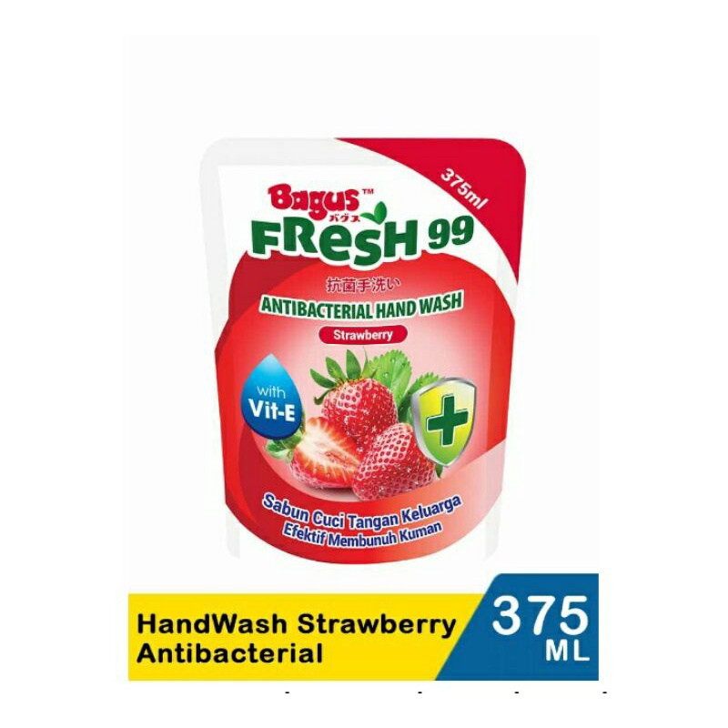 Bagus Antibacterial Hand WashStrawberry Pch 375Ml