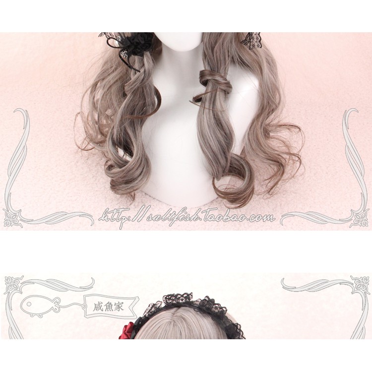 LOL-150 wig rambut palsu daily lolita korea kpop cosplay panjang wavy ash brown