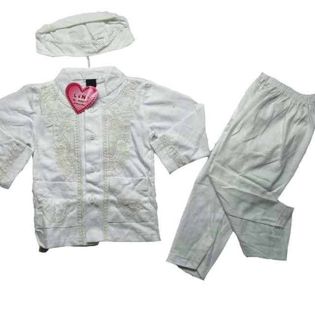 promoBaju Koko Bayi Laki Laki Putih Setelan Baju Muslim Bayi Laki Laki Trenkwalitas terbaik..