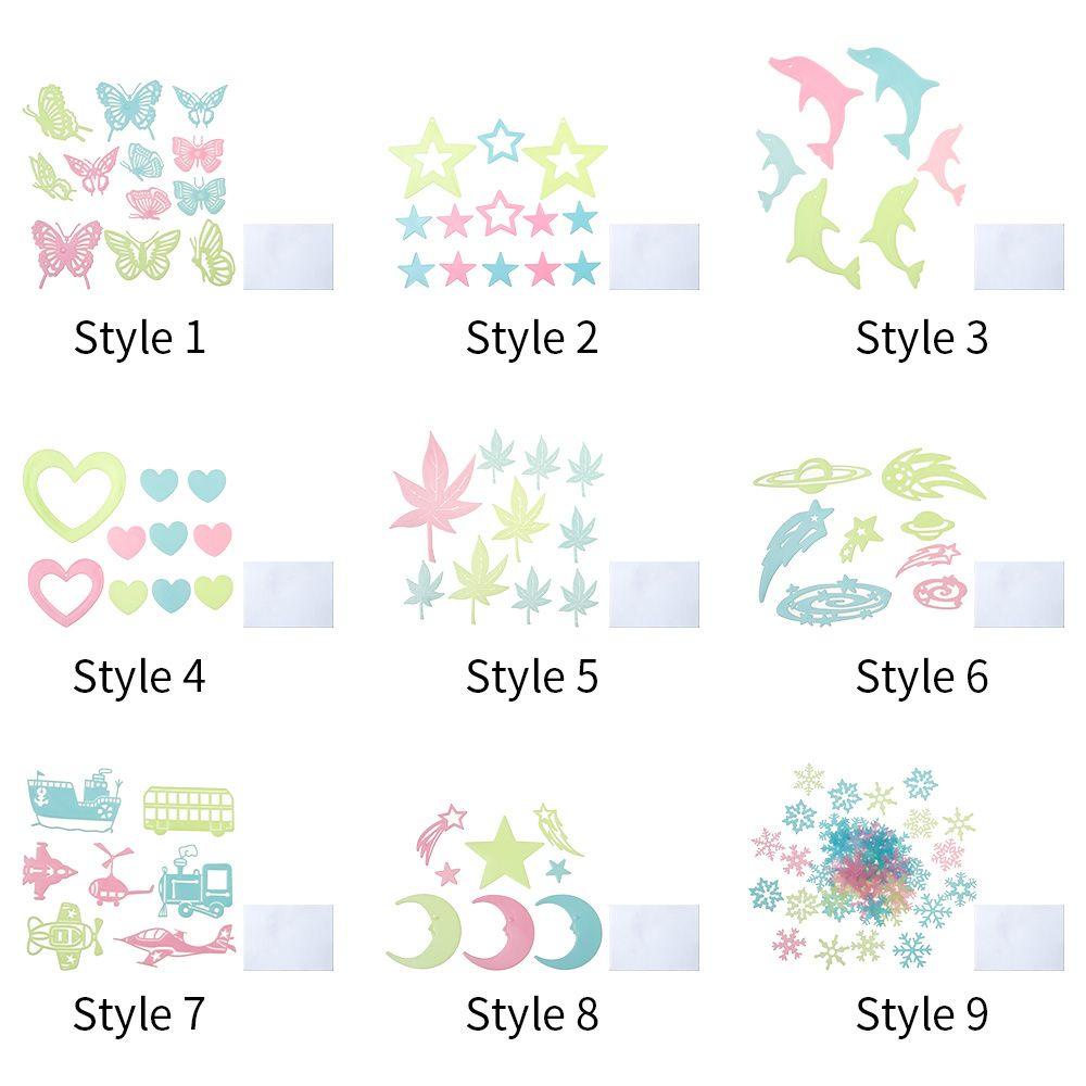 R-flower Luminous Stiker Dinding Dekorasi Rumah 3D Removable Colorful Star Moon