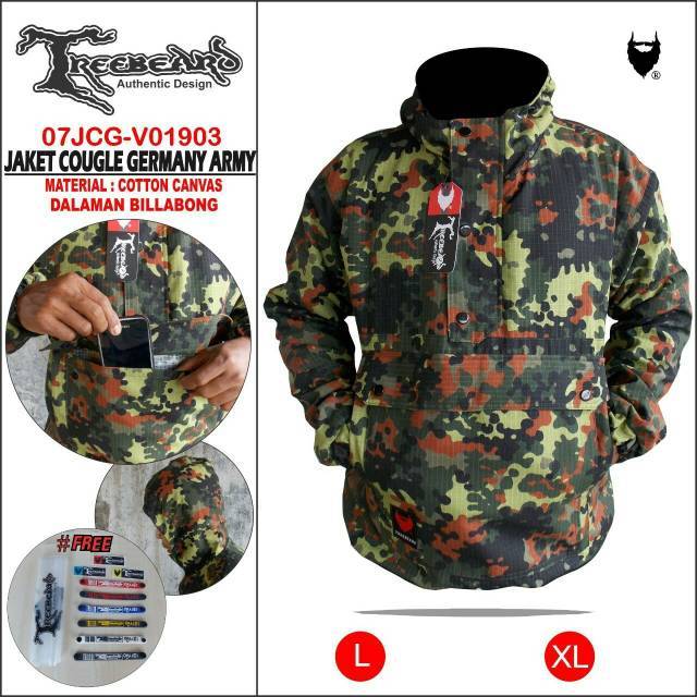 Jaket cagoule canvas camo - army