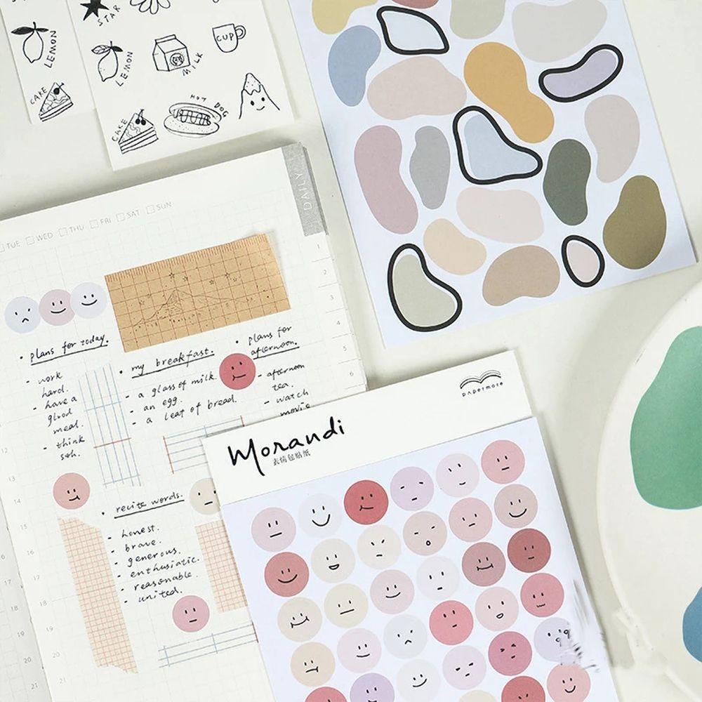 Mxbeauty Bahan Sticker Jurnal Perlengkapan Sekolah Custom Stiker Kertas Note Sticker Morandi Series Diary Handphone Idol Card Decor