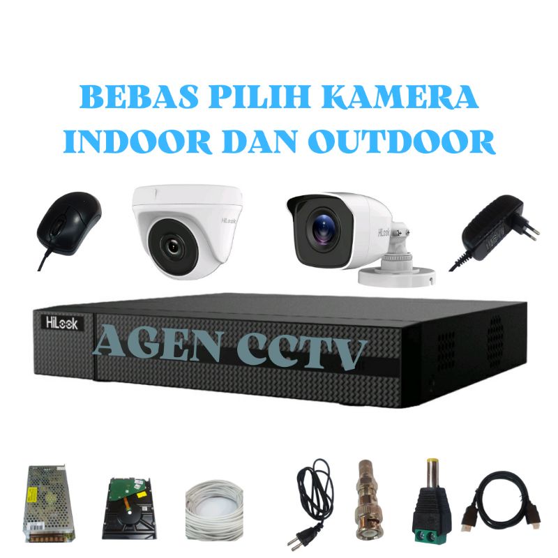 PAKET CCTV HILOOK 2MP AUDIO 8 CHANNEL 5 KAMERA KOMPLIT