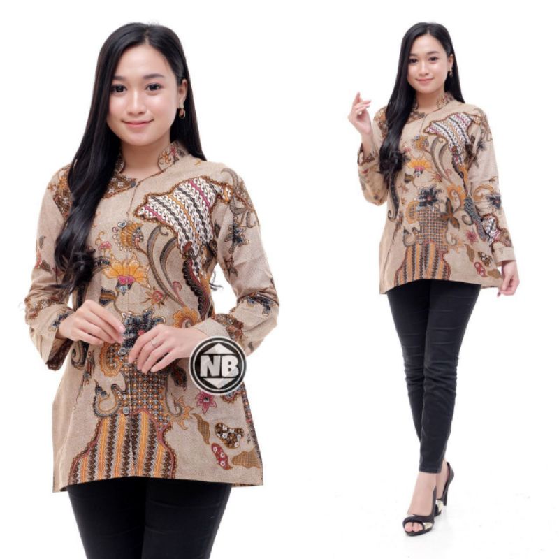 ATASAN BATIK WANITA KERJA KANTOR ORI SHABIRAH BATIKSOLO BLOUSE BLUSEBATIK BATIKMODERN-1