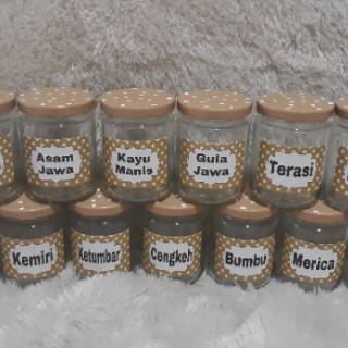  Toples  bumbu  dapur bahan kaca  ukuran kecil 1 set isi 