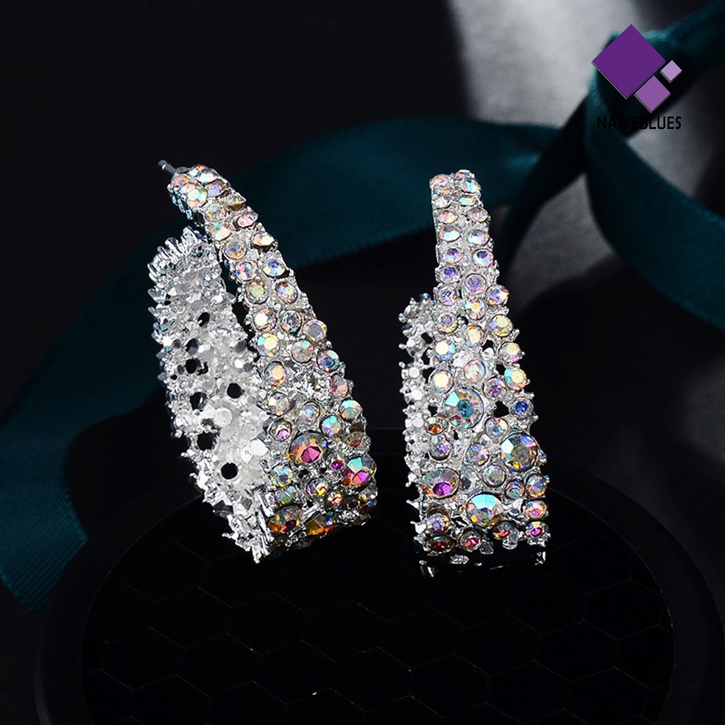 Anting Stud Bentuk U Shiny Multicolored Untuk Wanita