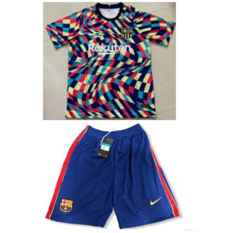 Stelan Setelan Jersey Baju Bola Training Latihan Pre Match Barca Barcelona 1 Satu Stel New 2020 2021
