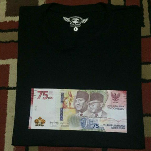 KAOS SABLON UANG BARU 75 RIBU KEKINIAN TERMURAH