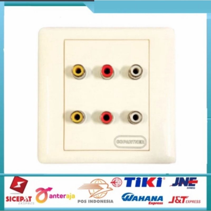 Face Plate 6 RCA / Wall Plate Rca 6 Hole + Out Bow
