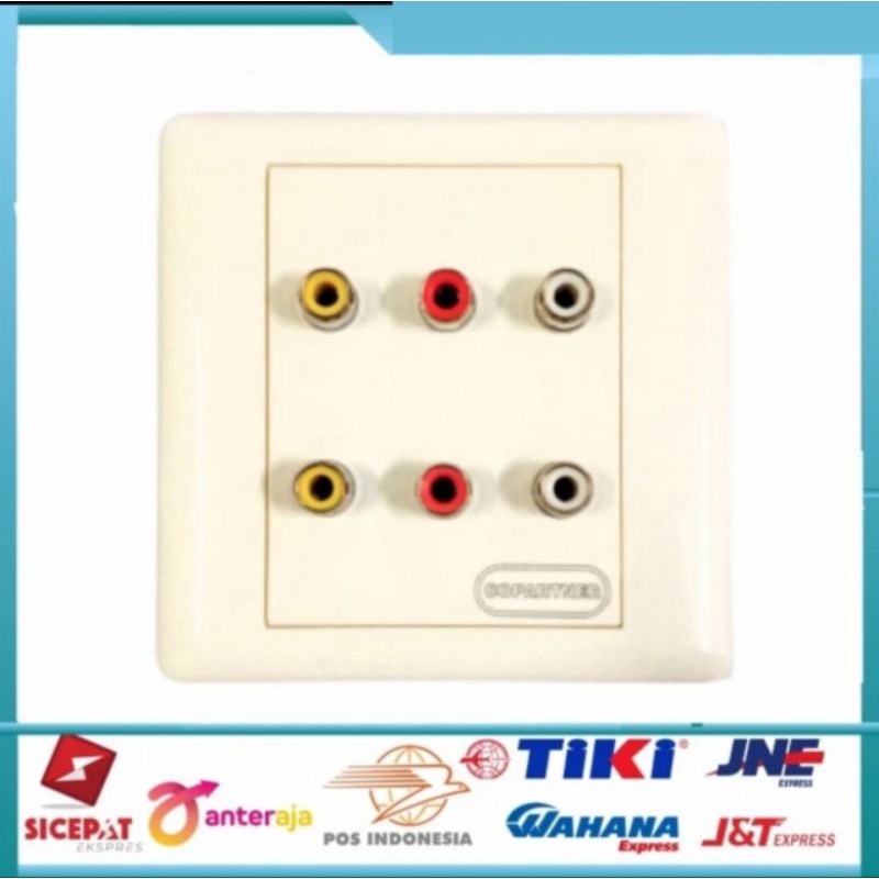 Face Plate 6 RCA / Wall Plate Rca 6 Hole + Out Bow