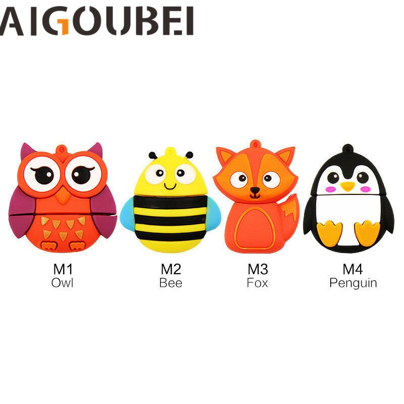 1gb 64gb Hewan Lucu Usb Flash Drive Owl Fox Penguin Bee Usb