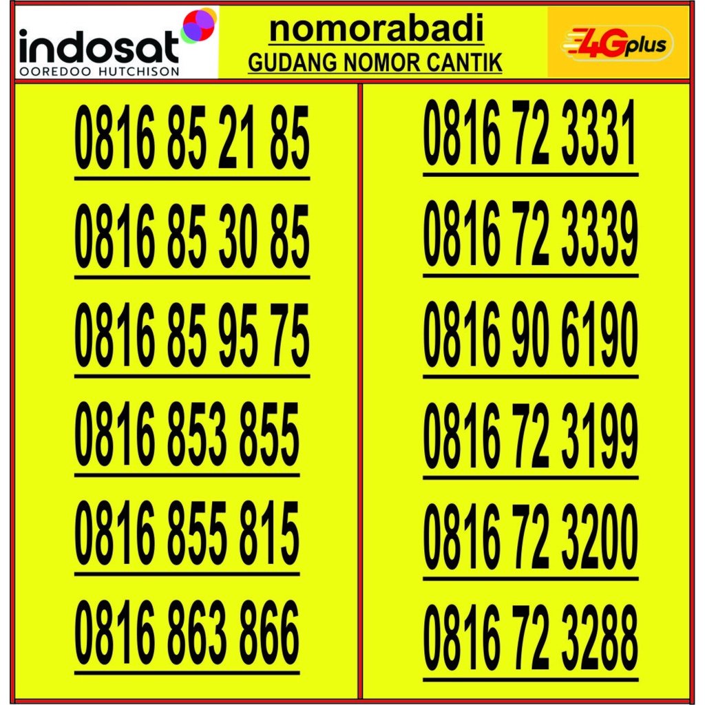 NOMOR CANTIK INDOSAT 4G 10DIGIT H750