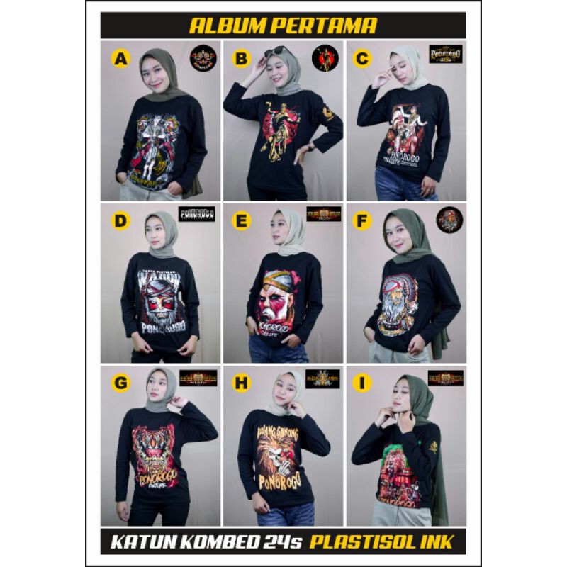 kaos motif reog lengan panjang