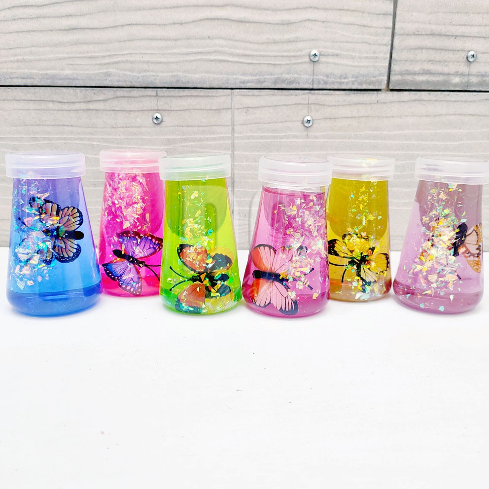 SLIME CLEAR JELLY GLITTER KUPU YAKUL BUTTERFLY WANGI BOTOL BESAR