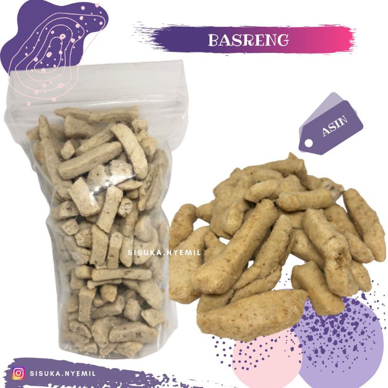Basreng Extra pedas, Pedas, Pedas daun jeruk & asin/ Gurih renyah Berat 100gr-Asin/original