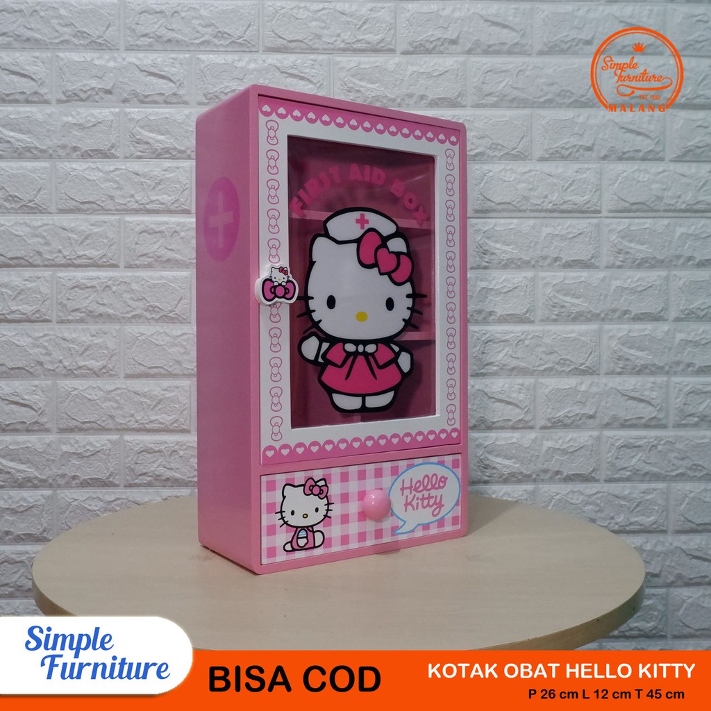 Simple Furniture - Kotak Obat P3k Kayu Karakter Hello Kitty