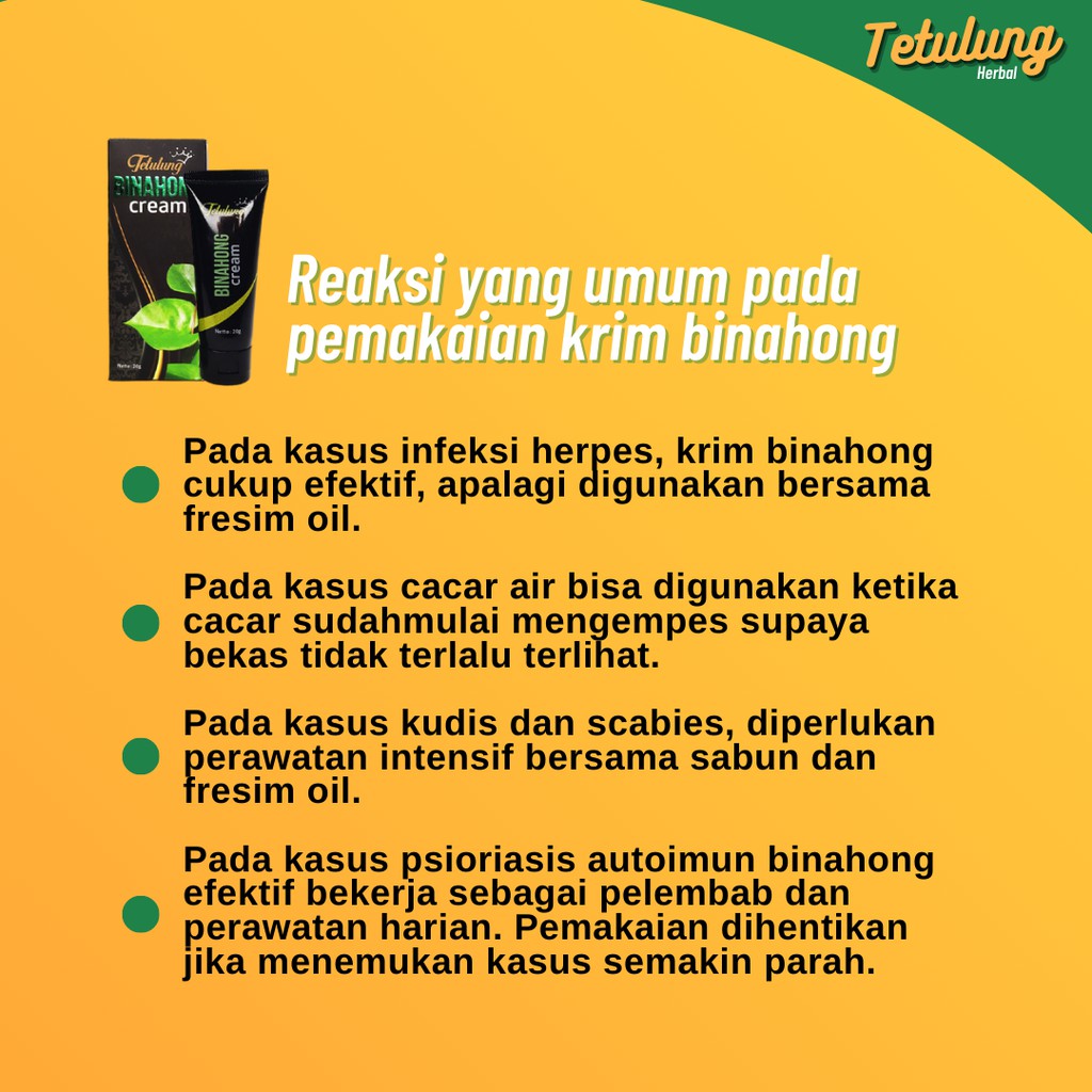 Binahong Cream Tetulung 20gr - Obat Salep Gatal Kulit, Kurap, Kutu Air, Herpes, Psoriasis, Cacar