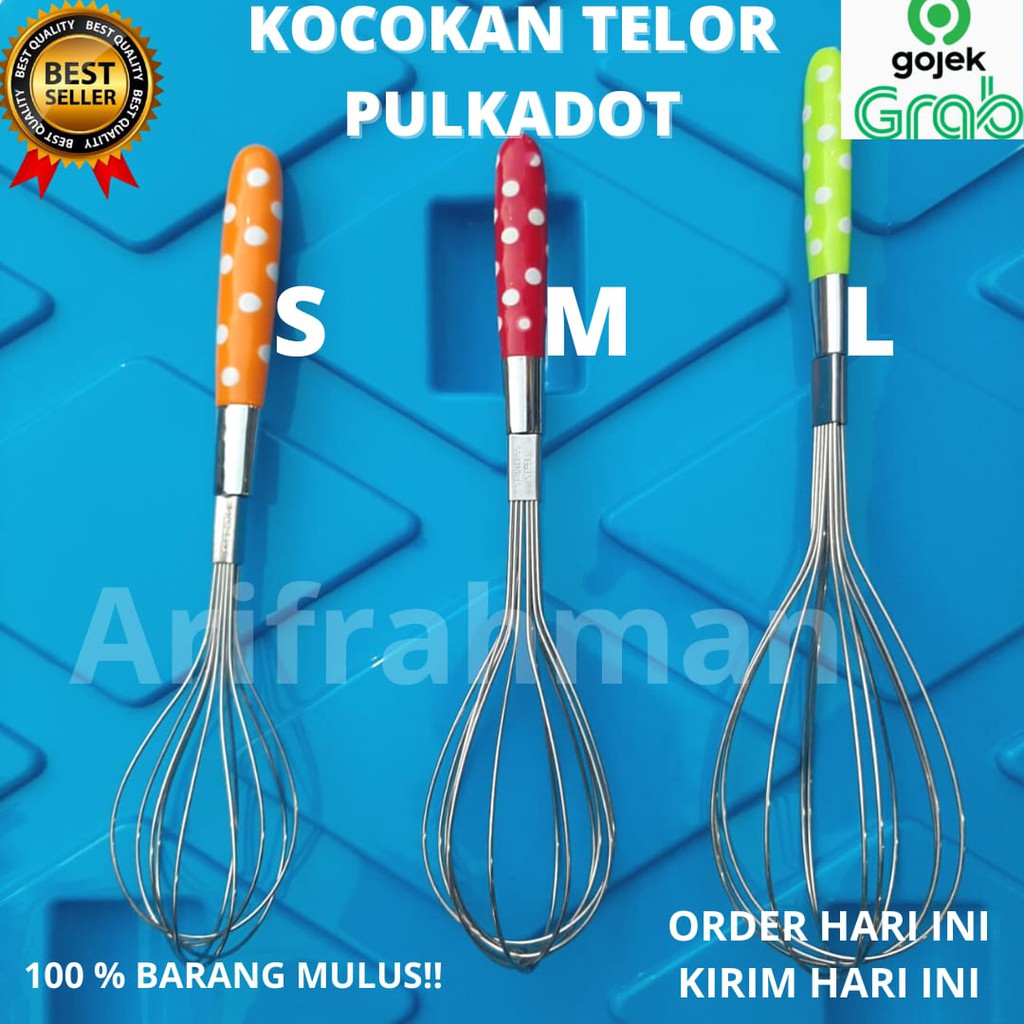 POLKADOT STAINLESS - WISK / Kocokan Telor Stainless Warna Polkadot Size S-M-L