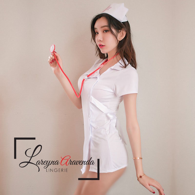 Set Lingerie + G String Seksi Model Cosplay Exclusive Nurse LG208