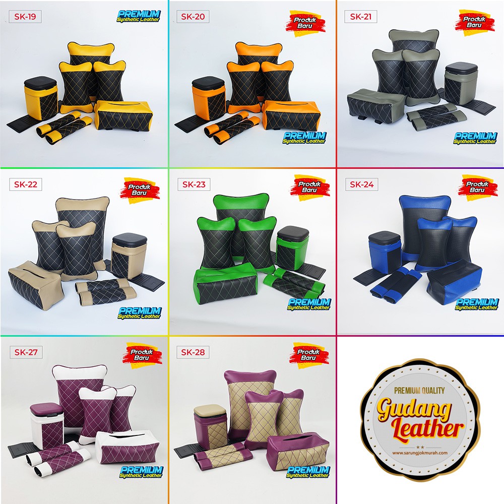 Set Bantal Mobil Kulit Sintetis