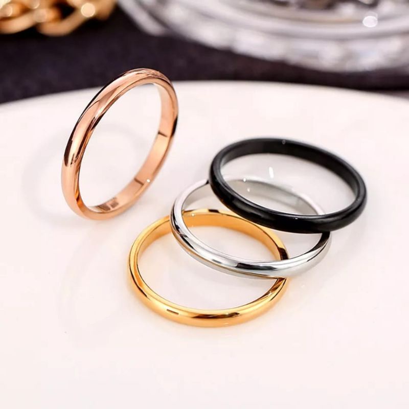 Cincin Polos Tunangan 3mm Cincin Nikah Pria dan Wanita Titanium