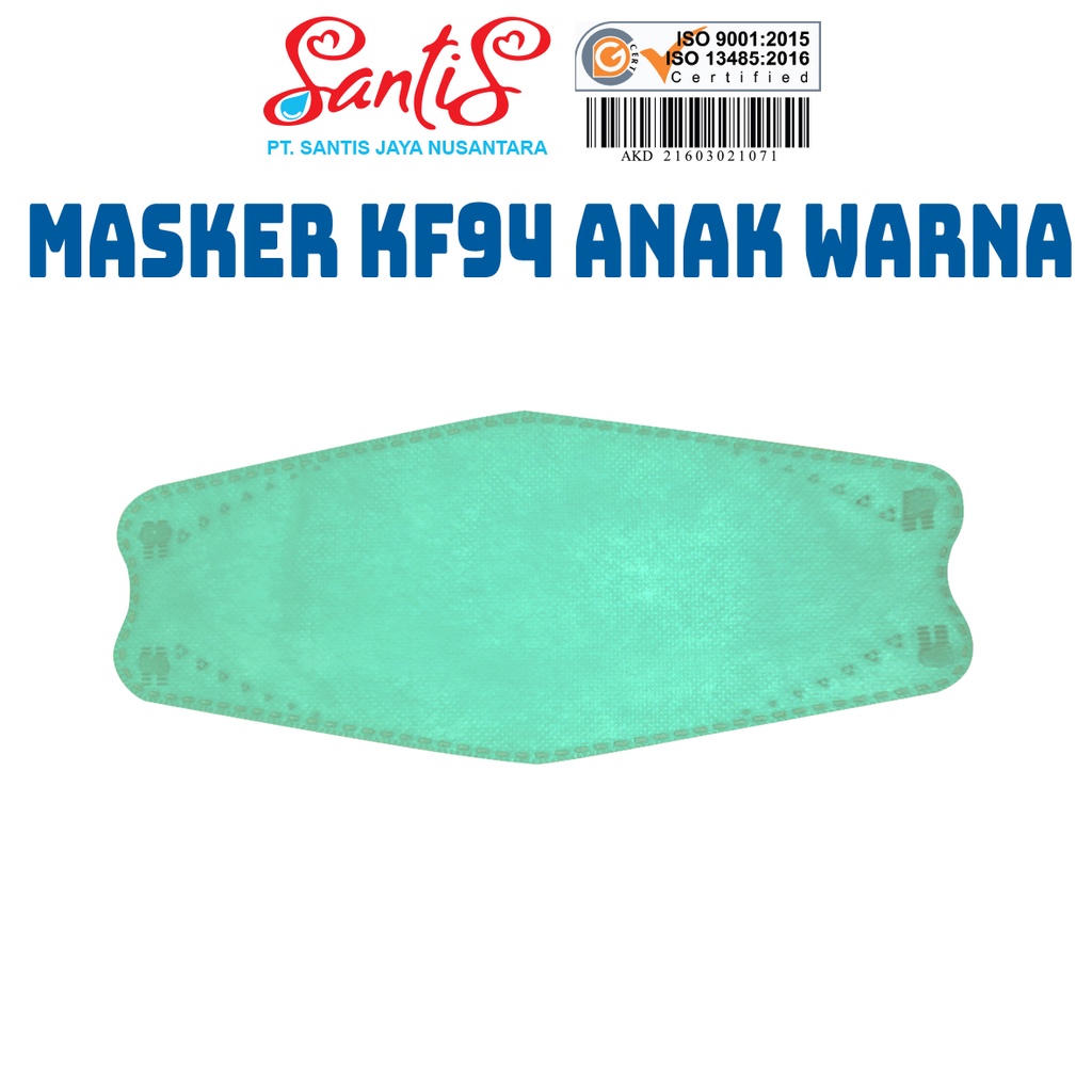 Masker KF94 Anak Warna Matcha 4ply by santis, kemenkes RI