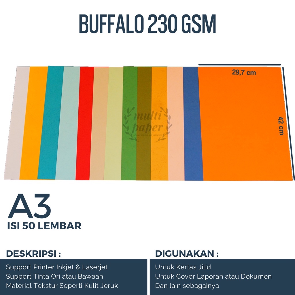 

Kertas A3 Karton Buffalo isi 50 lembar / Kertas Buffalo A3 / Kertas Jilid A3