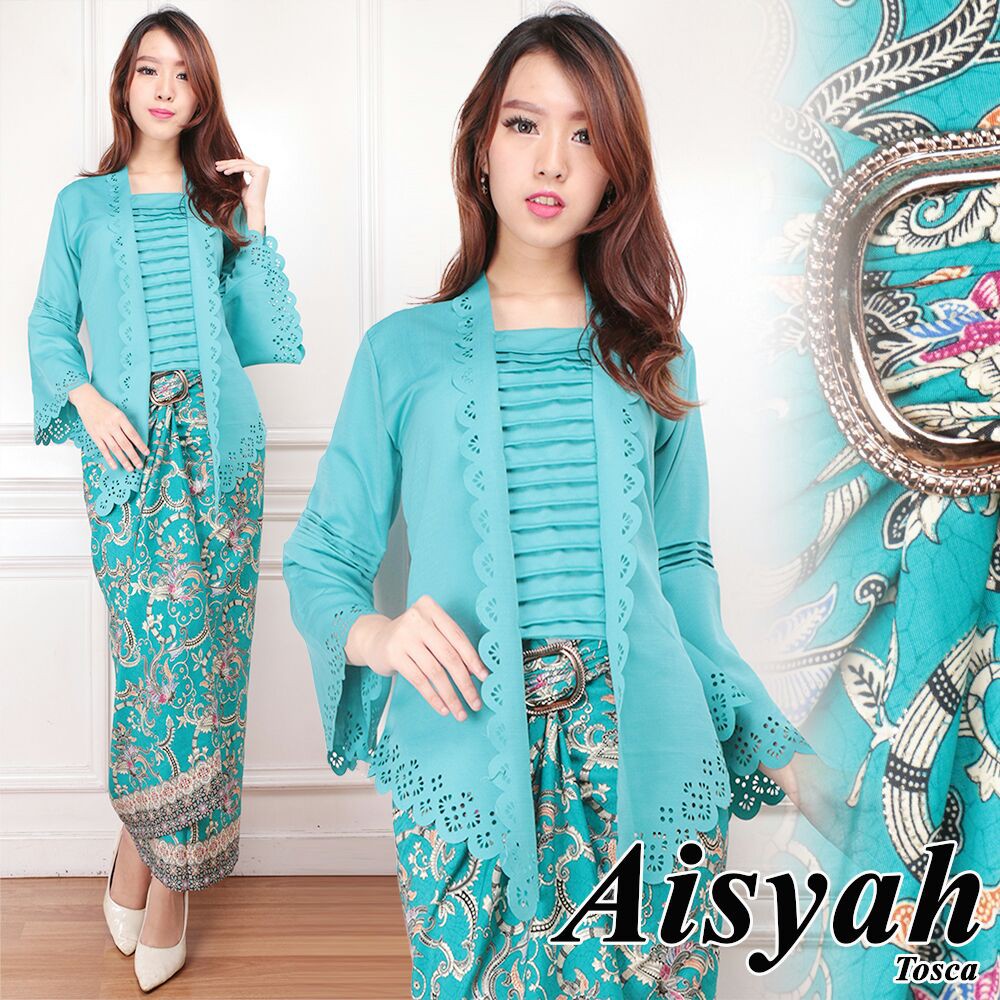 [Set Kebaya Aisyah Varian Warna TL] Setelan Kebaya Wanita Balotelly Hitam/Maroon/Tosca