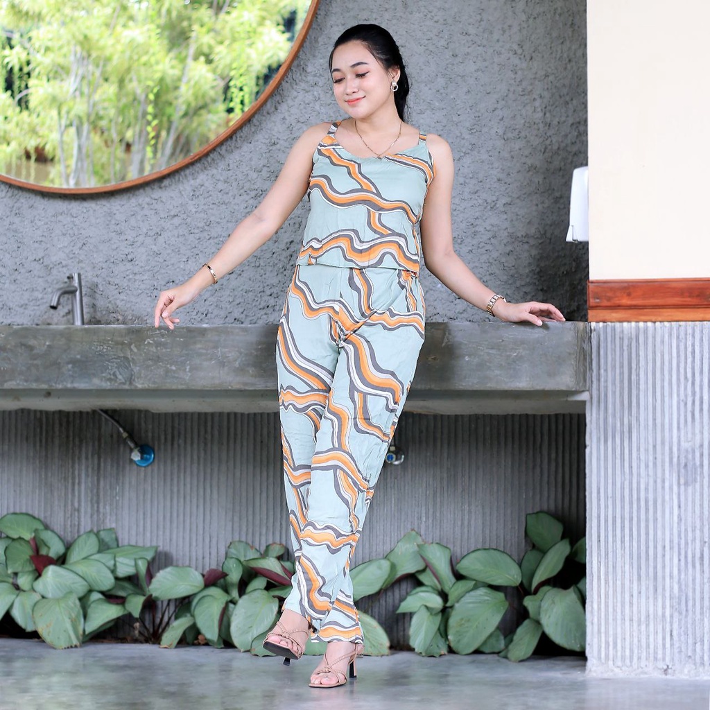 Setelan Tank Top Angela // Set Crop // Komile Wanita // Tanktop Korean Stile-IJO PANJANG