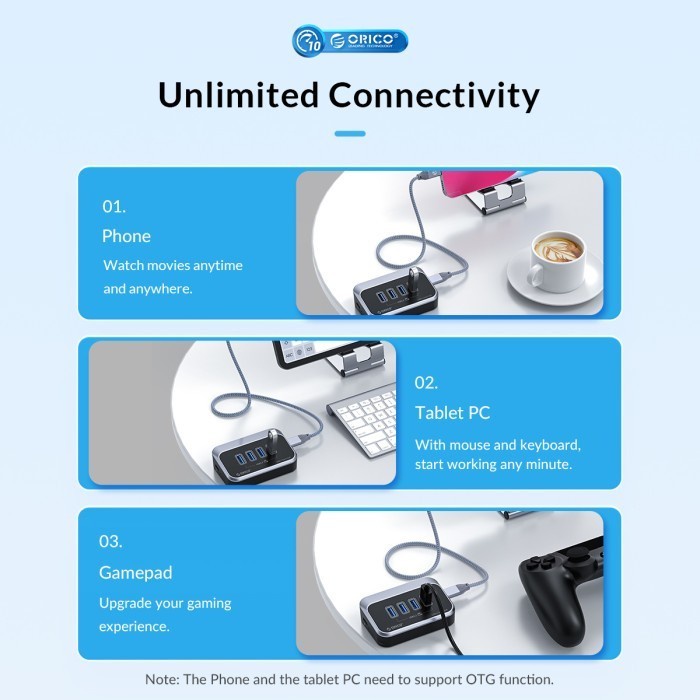 ORICO 4 Port USB3.2 Hub Type C to C USB A 10Gbps 0,5M