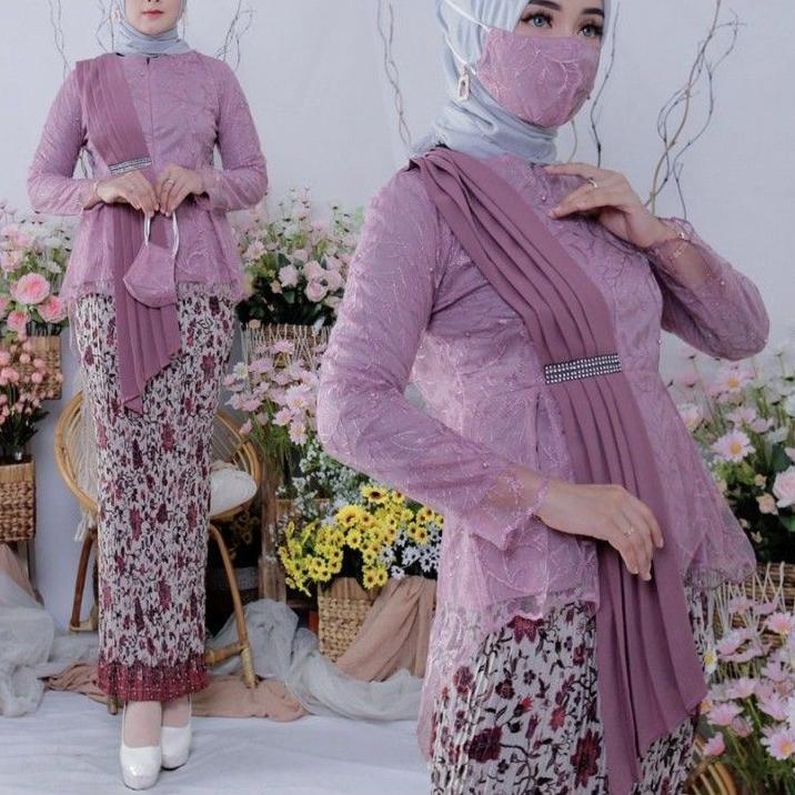 Terbaru.. Set Kebaya Modern Slendang Aurora / Kebaya Wisuda / Kebaya Pesta / Baju Kondangan / kartin