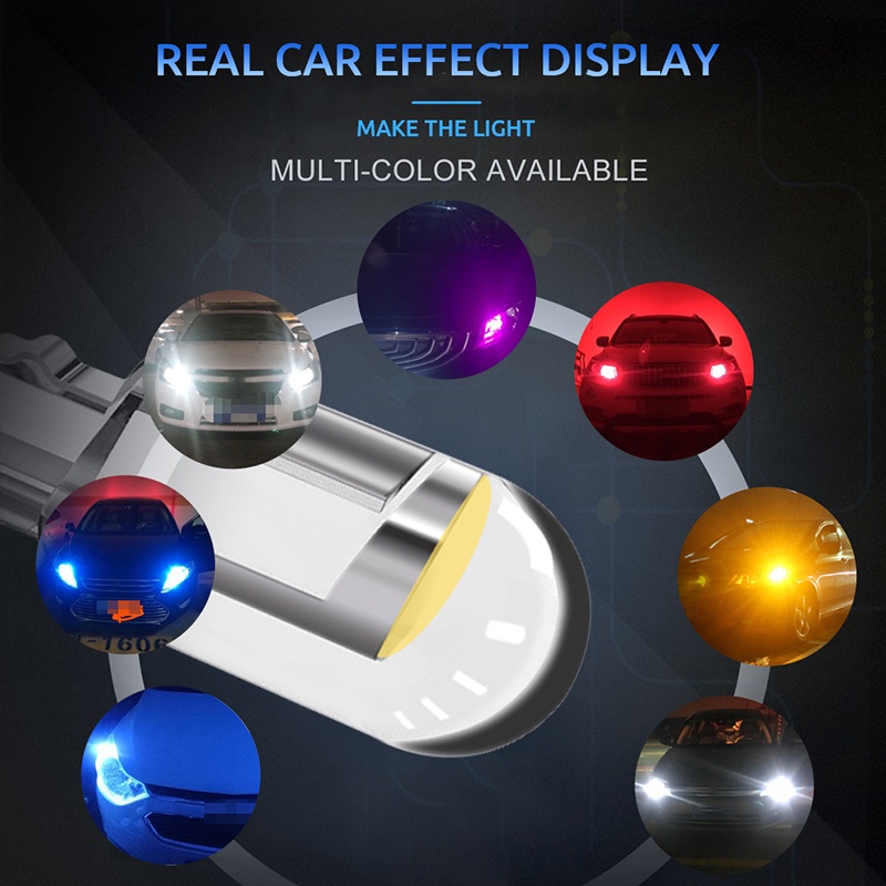 10pcs Lampu LED COB T10 194 W5W 12v dimmable Untuk Plat Nomor Motor / Mobil