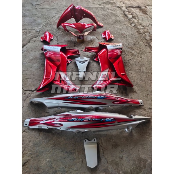Fullset body Jupiter Z New Burhan Merah Marun Silver dek body Yamaha Jupiter z new belok plus stripi
