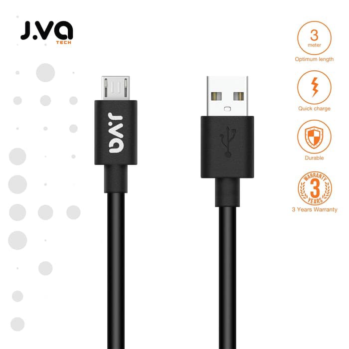J.VA Tech Micro USB Cable 3m ‑ Black