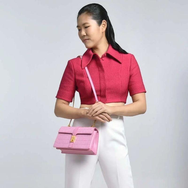 8.8 SALE | PDRO Leather Croc-Effect Shoulder Bag