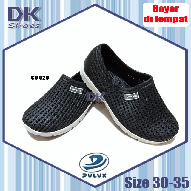 Nikko / Dulux 30-35 38-43 Sepatu karet Selop Hitam Pria Karet / Tahan Air / Slip On