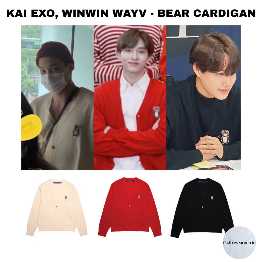 [READY STOCK] KAI EXO, WINWIN WAYV - BEAR CARDIGAN