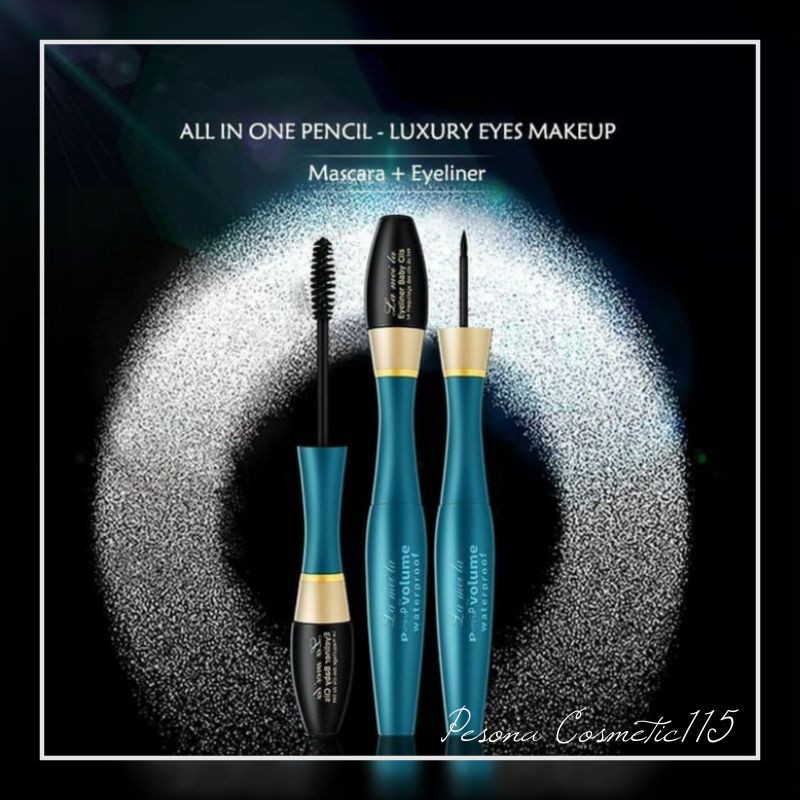 Lameila 3d Volume Mascara Waterproof Eyeliner 2 In 1 Use Shopee Indonesia