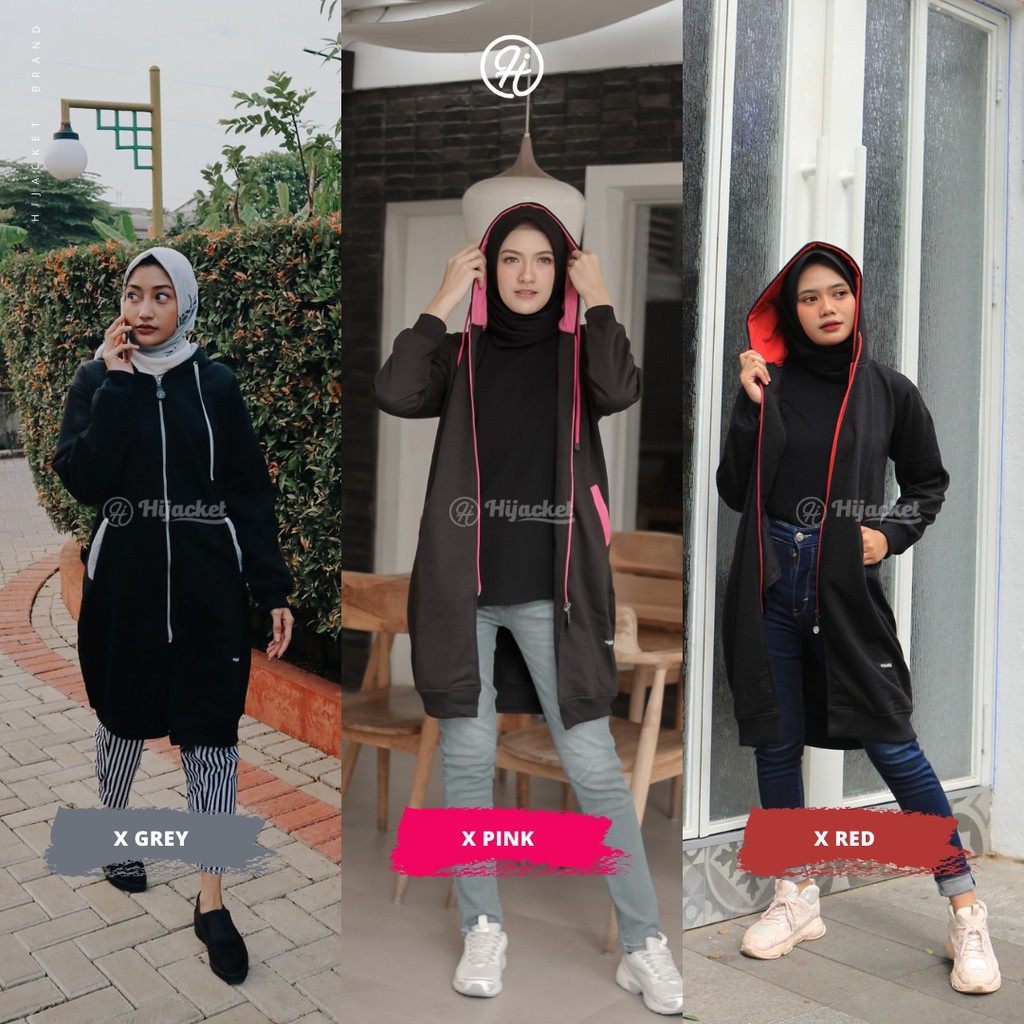 Jaket Hoodie Wanita Hijacket Basic Black Jacket Hodie Hudie Hijaket Muslimah Hijab Hijabers Outerwea