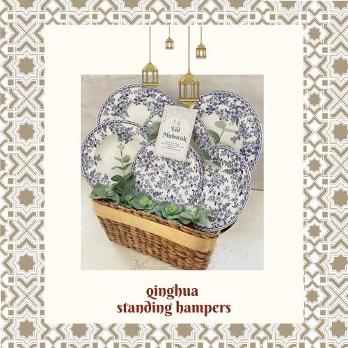 

Lebaran Hampers idul fitri ,QING HUA standing hampers piring cantik, hamper cantik