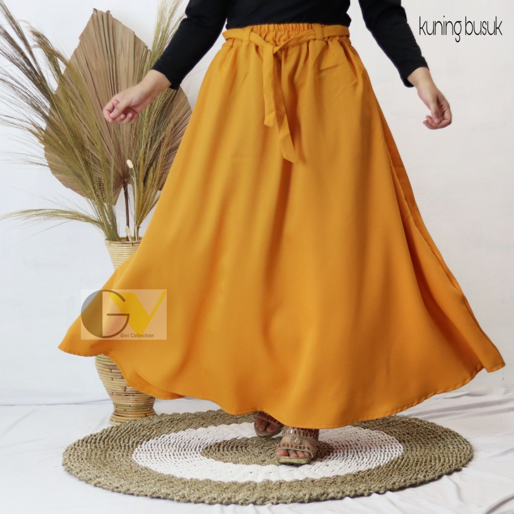 Rok payung panjang mosscrepe premium | rok panjang polos | rok kerja | maxi skirt | rok tali