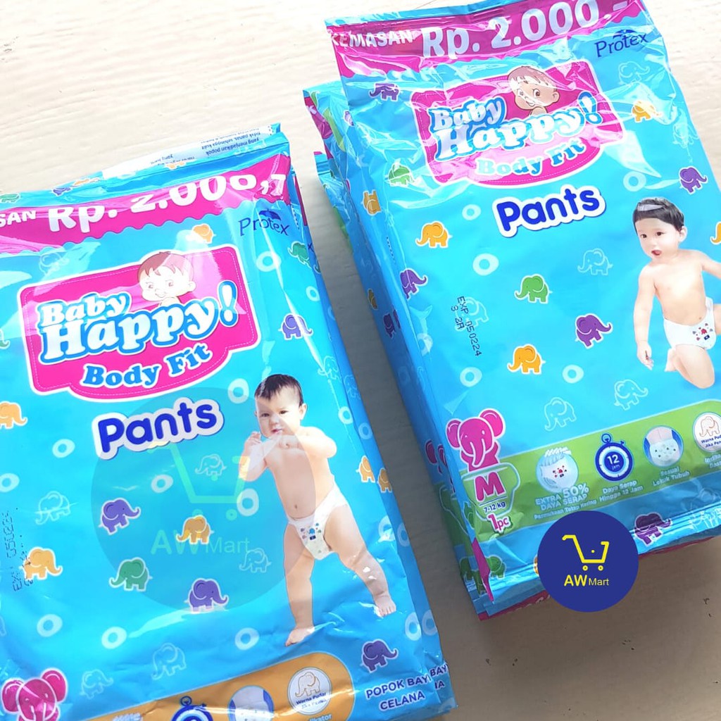 POPOK BAYI BABY HAPPY XL &amp; L SACHET ECER Rp 2.500 &amp; ECER RP 2.000 - SIZE XL &amp; SIZE L (DARI PABRIK LANGSUNG) - BABY HAPPY BODY FIT