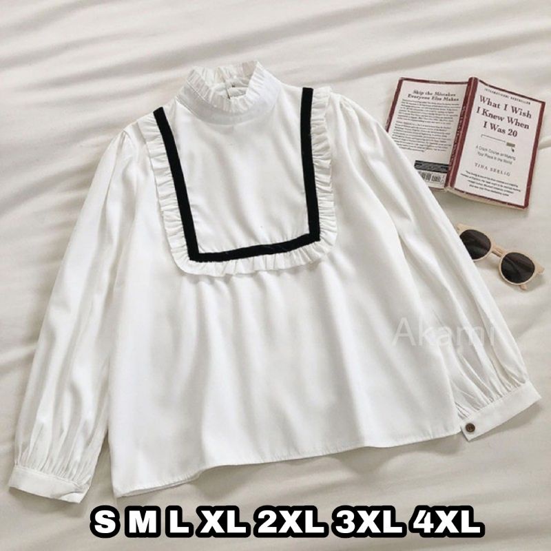 Akami Blouse Big Size Ukuran Size S M L XL 2XL 3XL 4XL XXL XXXL  XXXXL 2L 3L 4L 5L  Atasan Blouse Wanita Jumbo Atasan Big Size Kemeja Kerja Korea Over Size