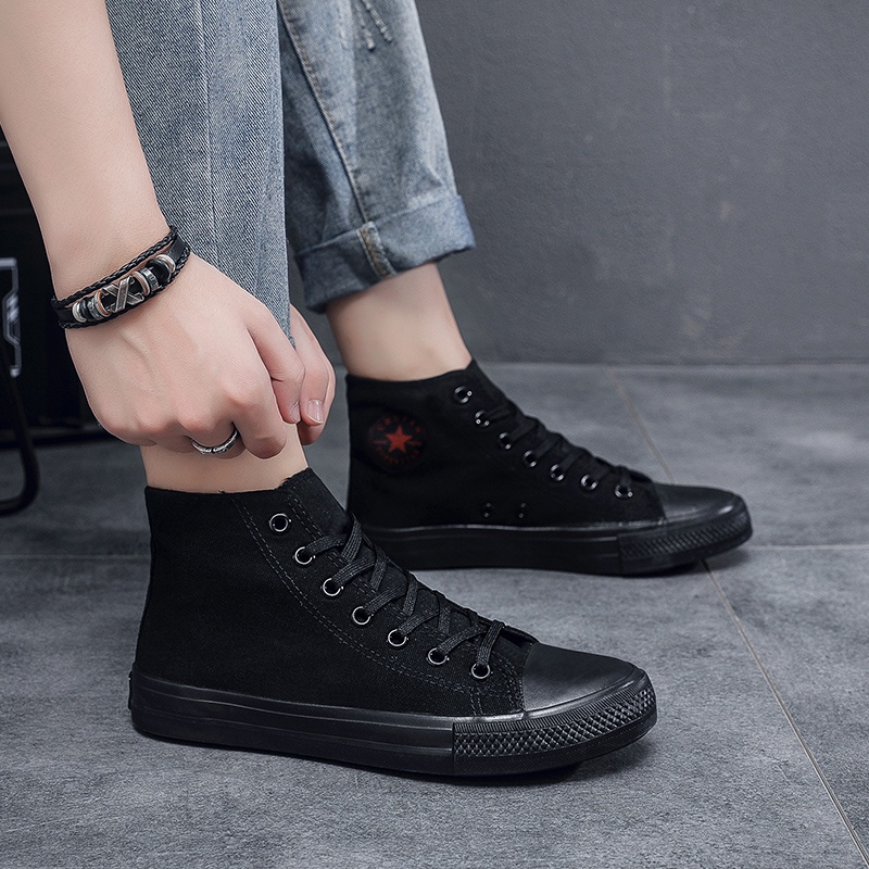 Toread Sepatu Kets Sekolah Pria/Wanita Sneakers Kanvas Hitam Casual MC304