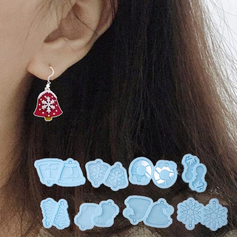 Cetakan Resin Epoksi Bahan Silikon Tema Natal Untuk Membuat Perhiasan Anting Gantungan Kunci