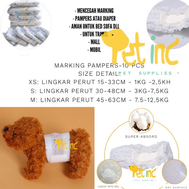 Pet marking diaper for male dog isi 10 pcs