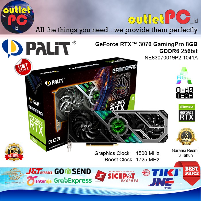 Jual PALIT GeForce RTX 3070 Gaming Pro 8GB GDDR6 256bit RTX3070 8GB ...