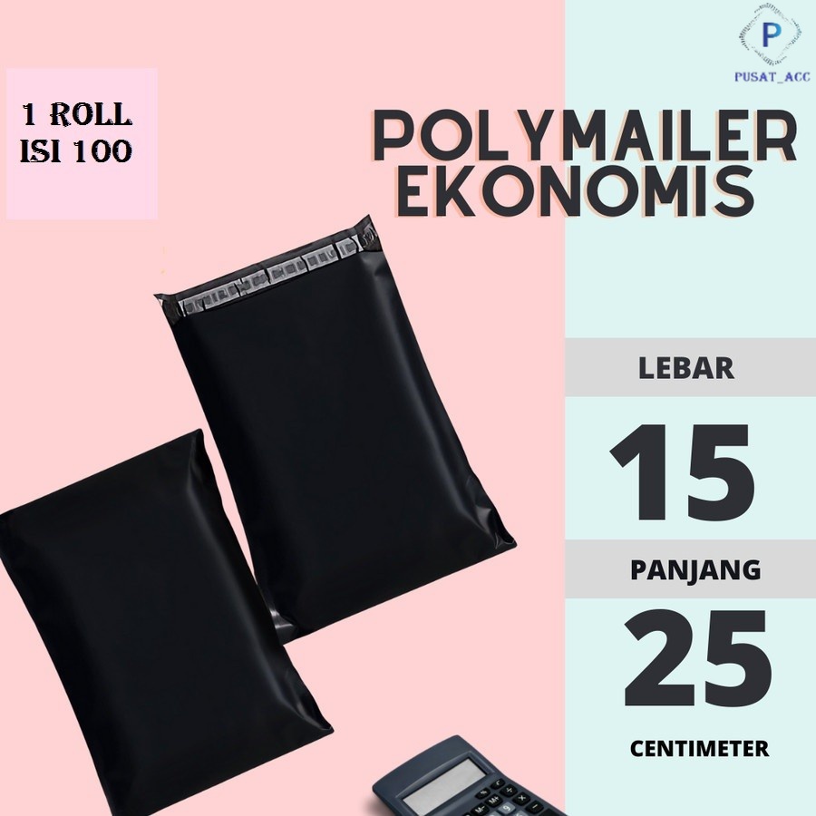 

PL15 - Kantong Plastik Packing POLYMAILER 15x25 Isi 100 Warna Hitam